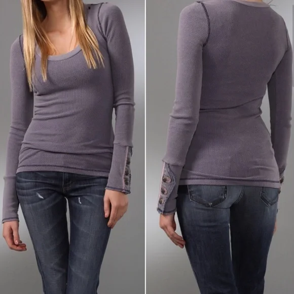Free People Purple Long Sleeve Top - Picture 3 of 7